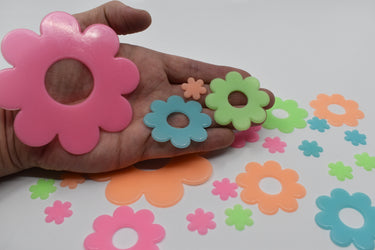 24 Piece Glow in the Dark Multicolor Flowers Wall Ceiling Decor